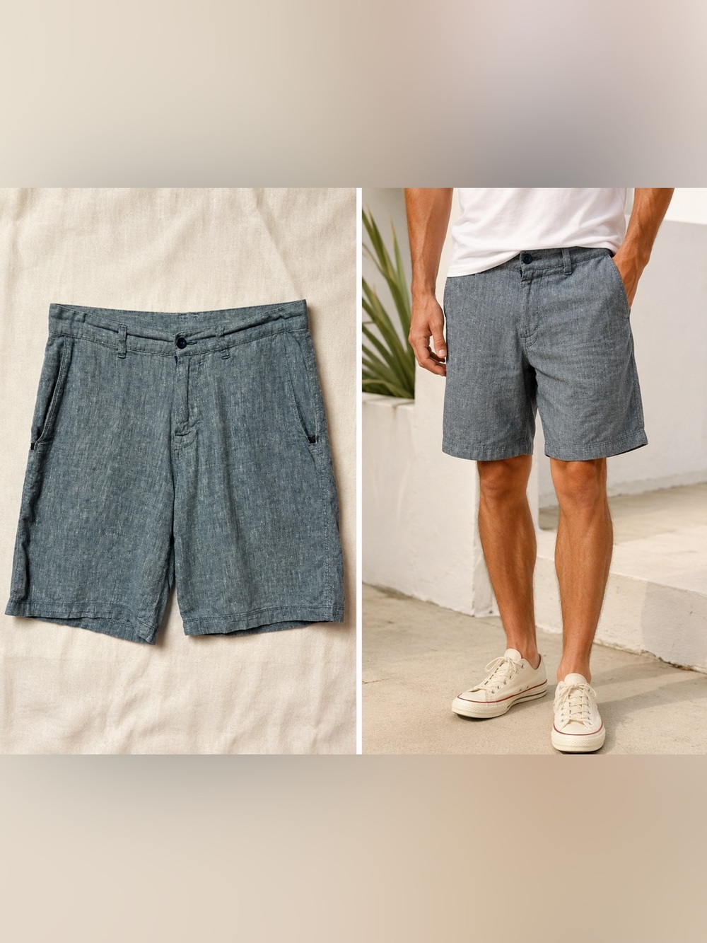 Patagonia Men's Hemp Chambray Blend Shorts in Heather Slate Blue